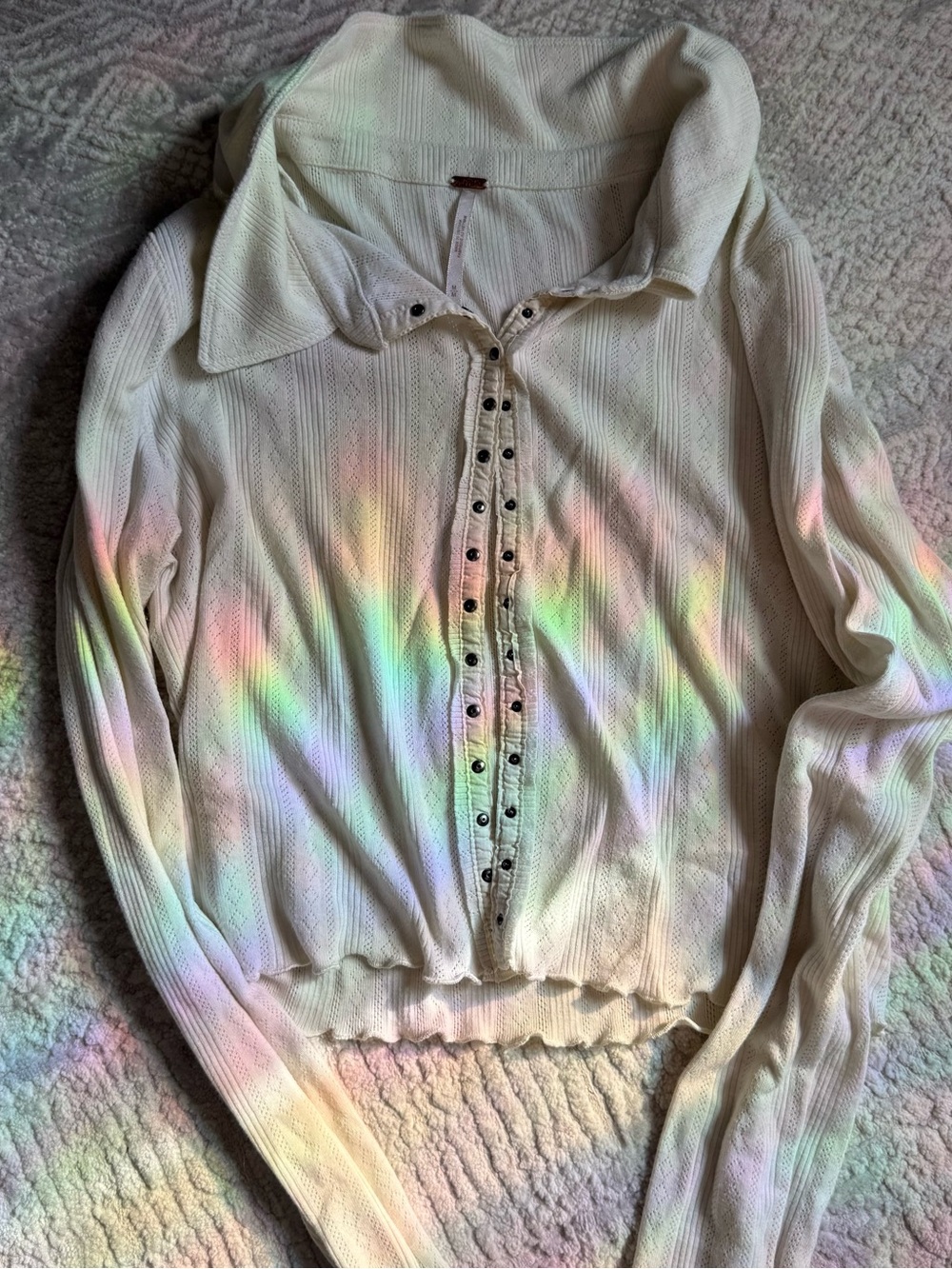 Free People Long Sleeve Button Front Top
